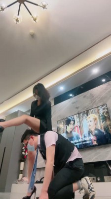 【婧児小主】GTS晓G全语言 黑丝蓝高跟使用小国人类黑丝脚底踩高跟碾鞋里踩YC-220411-2